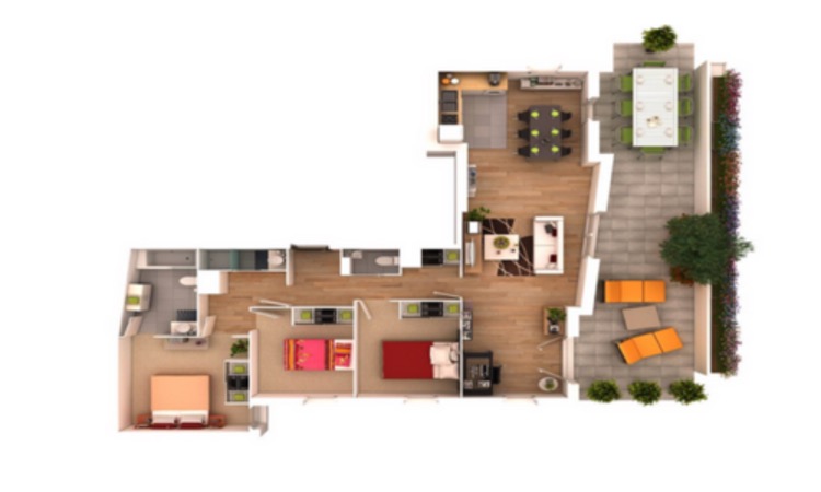 Desain Rumah Leter L dengan Area Bersantai