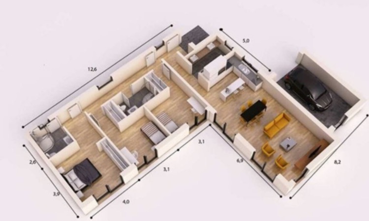 Desain Rumah leter L Simpel dan Fungsional