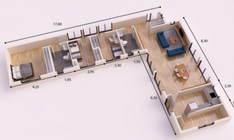 Rumah Leter L Bergaya Modern Minimalis